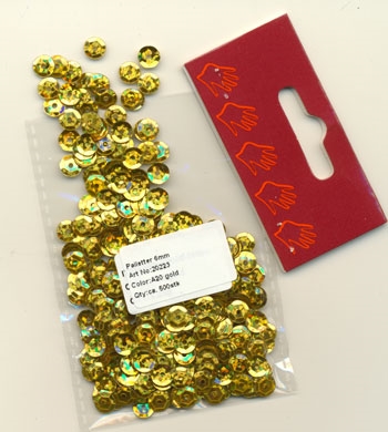 Pailletter glitter guld 6mm ca 500stk